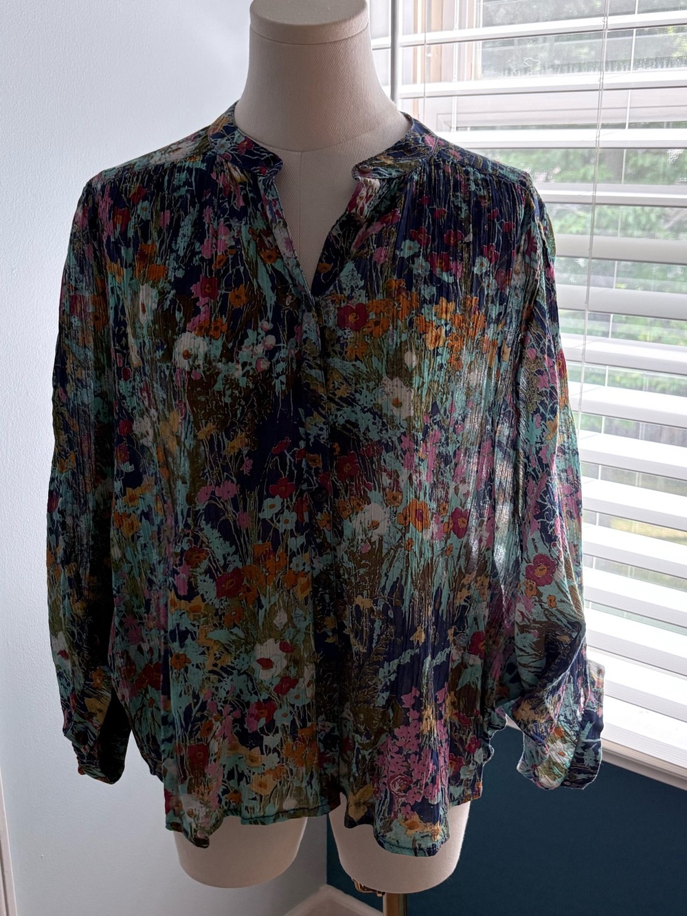 Floral Bat Sleeve Women's Top in Multicolor